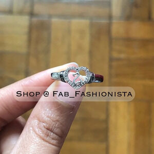 Black & White Diamond Promise Ring in Sterling Silver size 6.75